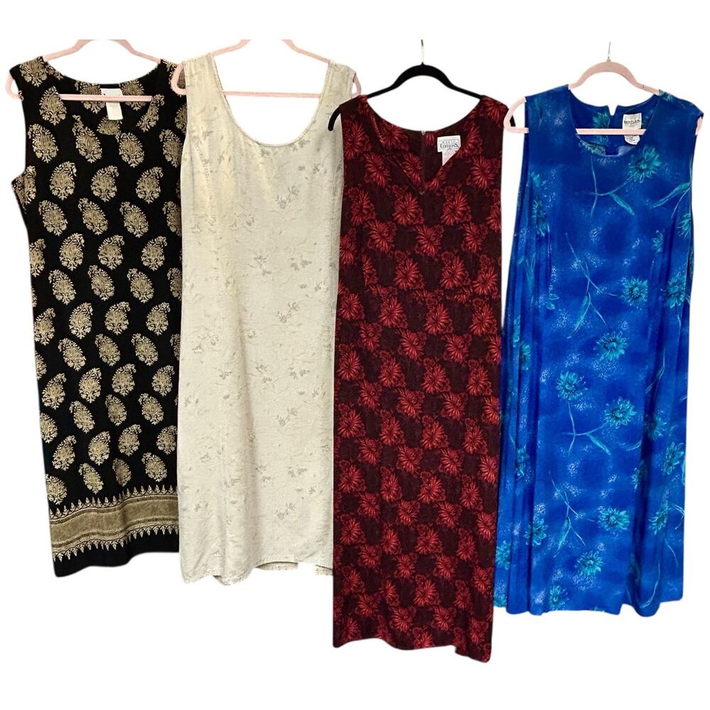 4 Womens Maxi Dresses Plus Size 22W Sleeveless Florals Summer Wear READ